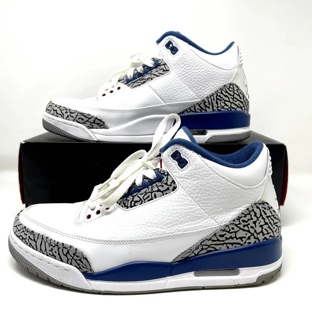 Nike Air Jordan Retro 3 True Blue Men 10.5 White Iconic Sneakers 2011 136064-104